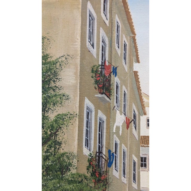 Mid 20th Century Framed Signed Painting on Canvas. Girl on Lisbon Alfama Street by Antonio M Paulino For Sale - Image 4 of 15