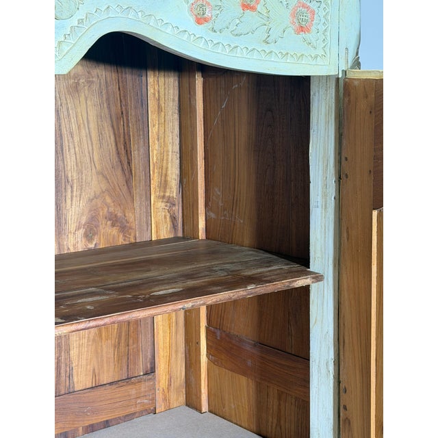 White Ornate Hand-Painted Floral Carved Wardrobe For Sale - Image 8 of 9