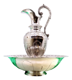 Lavender and Silver Ewer with Guilloche Engravings