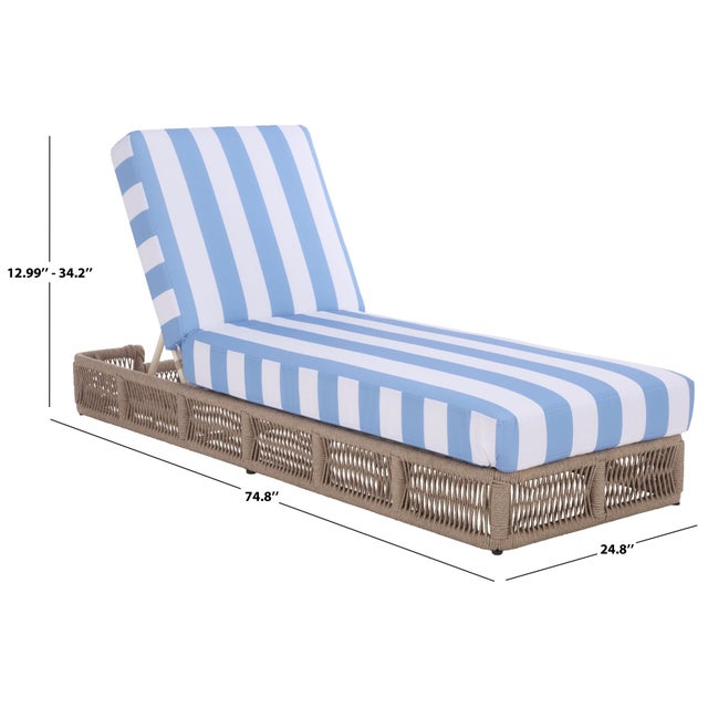 2020s Gillian Chaise Lounge, Heather Tan/Baby Blue Stripe For Sale - Image 5 of 12