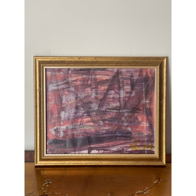 2000 - 2009 Contemporary Abstract Purple Painting by Elia Framed For Sale - Image 5 of 5