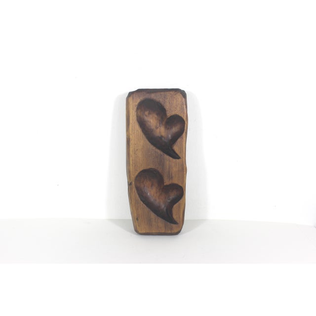 Antique Double Heart Carved Wood Maple Sugar Mold For Sale - Image 9 of 11