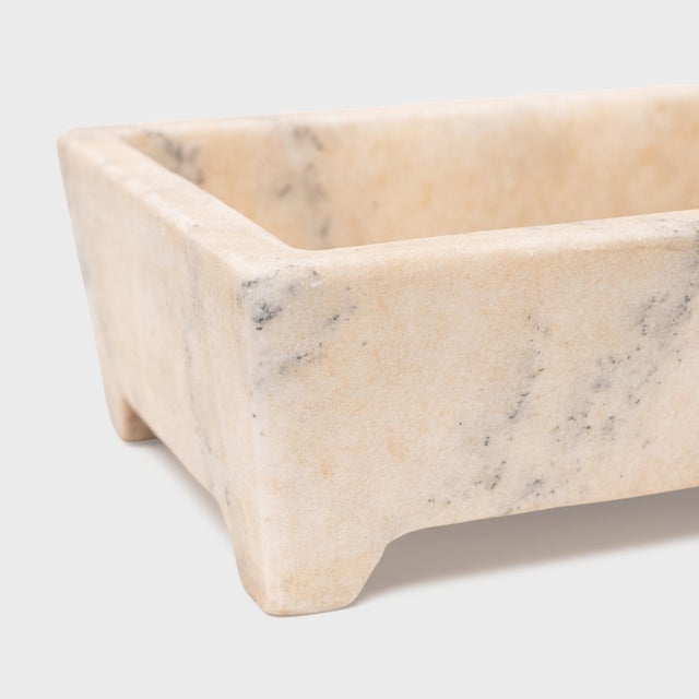 Early 21st Century Chinese White Marble Footed Basin For Sale - Image 5 of 6