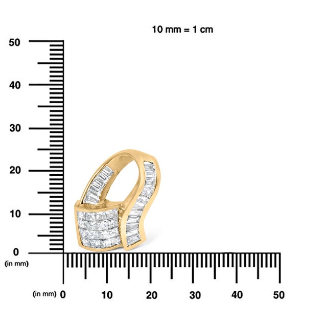 Metal 14k Yellow Gold 2.0 Cttw Princess and Baguette-cut Diamond Art Deco Inspired Pendant Necklace (G-H Color, VS1-VS2 Clarity) - 18 Inch For Sale - Image 7 of 7