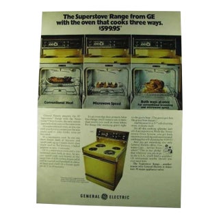 Retro 1973 Ge Cooktop, Oven & Box Vent – Vintage Kitchen Movie Staging For Sale