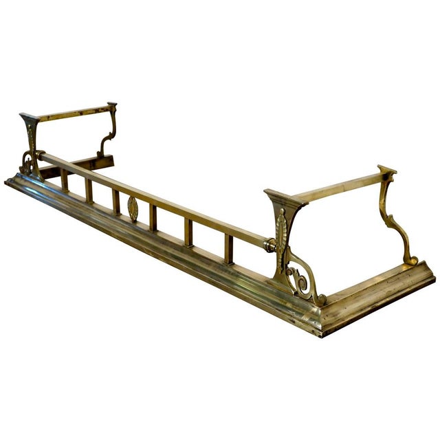 Metal Large Victorian Art Nouveau Brass Fender, 1880s For Sale - Image 7 of 7