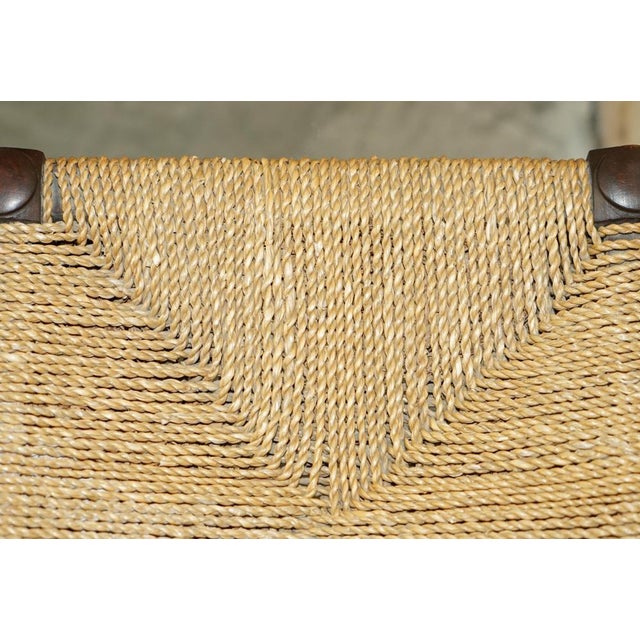 Vintage Dutch Bench Stool with Rope Woven Rush Style Seat, 1940s For Sale - Image 11 of 16