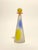 Conical carafe in frosted Murano glass, enhanced with blue and yellow geometric patterns. The spherical stopper and the...