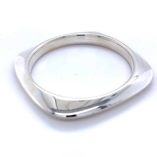 Contemporary Tiffany & Co. Sterling Silver Vintage Square Bangle Bracelet 56.84g For Sale - Image 3 of 8