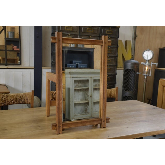 1950s Vintage Brutalist Style Oak Mirror, 1950s For Sale - Image 5 of 9