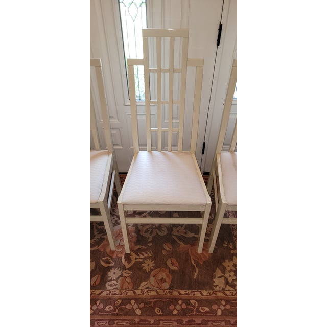 1970s Abel Gonzalez White Lacquer Modern Tall Back Dining Room Chairs For Sale - Image 11 of 18