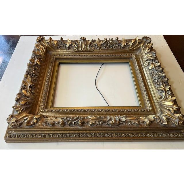 Wood Vintage Rococo Baroque Style Gold Ornate Frame For Sale - Image 7 of 15