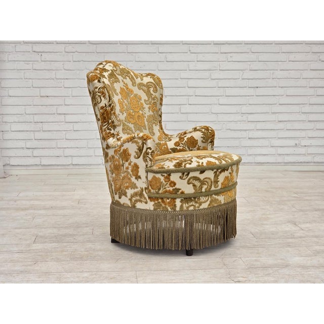 Small Danish Armchairs in Brown/Beige Furniture Fabric, 1970s, Set of 2 For Sale - Image 4 of 18