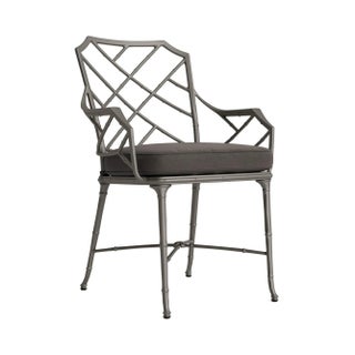 Brown Jordan Calcutta Arm Chair, Mica frame with Fusion Charcoal fabric For Sale