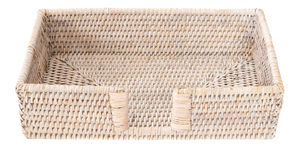 Artifacts Rattan Guest Towel - Rectangular Napkin Holder with Cutout in White Wash
