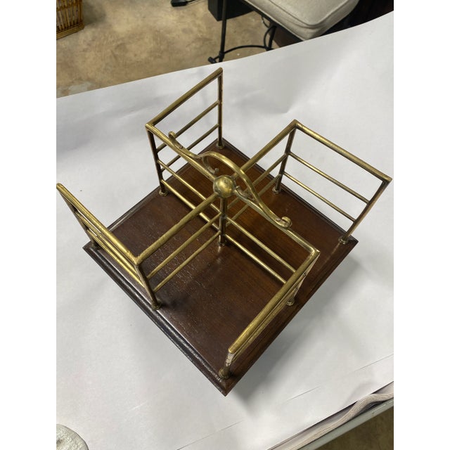 19th Century English Revolving Mahogany and Brass Book Stand For Sale - Image 10 of 11