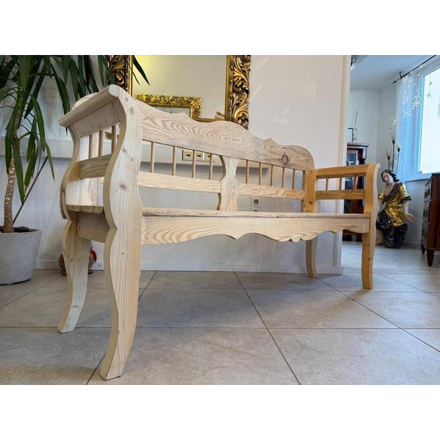 Brown Provincial Country-Style Bench in Softwood For Sale - Image 8 of 10