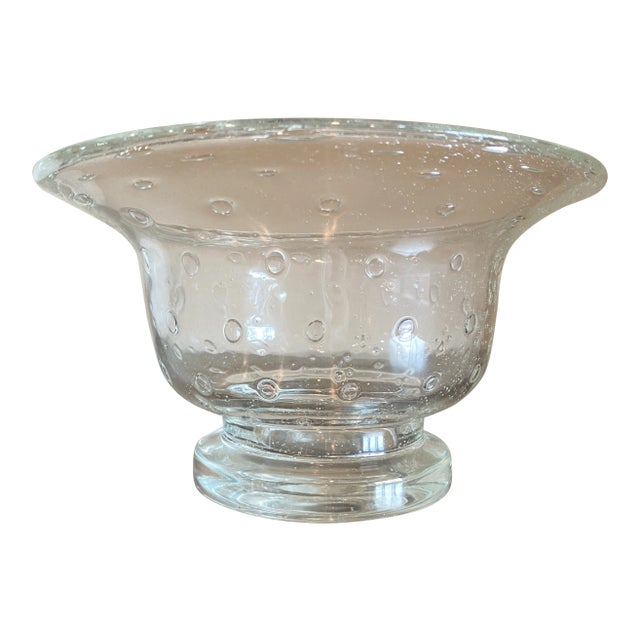 1950s Hand-Blown Bubble Seeded Glass Bowl For Sale