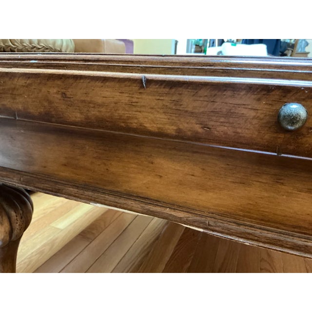 Vintage Indonesian Hand-Carved Wood Coffee Table With Floral Cross Motif For Sale - Image 10 of 11