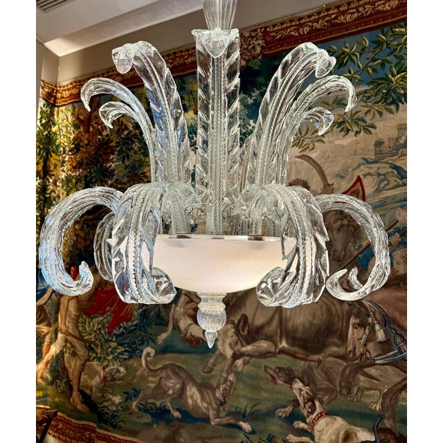 Art Deco Murano Glass Chandelier, 1940s For Sale - Image 9 of 13