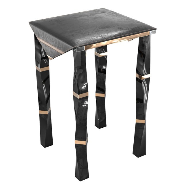 Not Yet Made - Made To Order "Puledri" Bar Stool With Stainless Steel, Bronze and Tailor Made Leather For Sale - Image 5 of 8