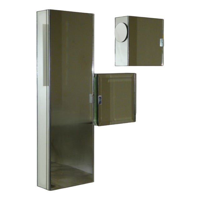 Vintage Italian Mirrored Cabinets, 1970s, Set of 3 For Sale