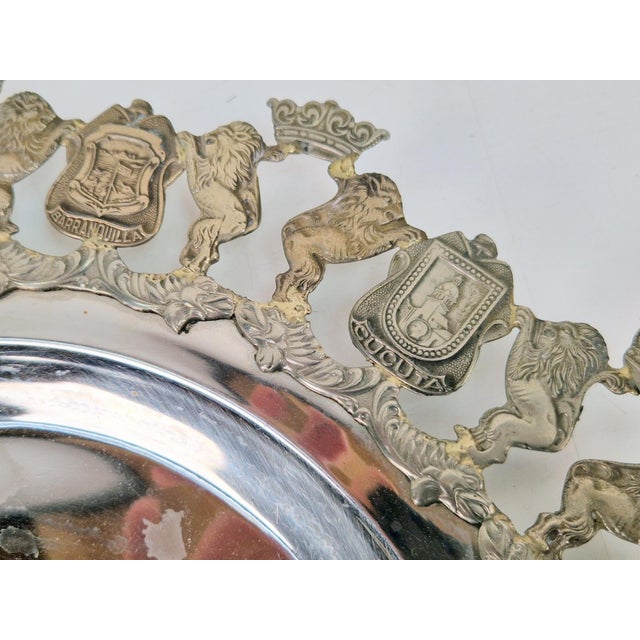 900 Pure Silver Platter from Florentina, Bogota, Colombia, 1970s For Sale - Image 16 of 18