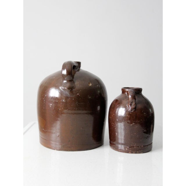 Antique Brown Stoneware Jugs Pair Chairish