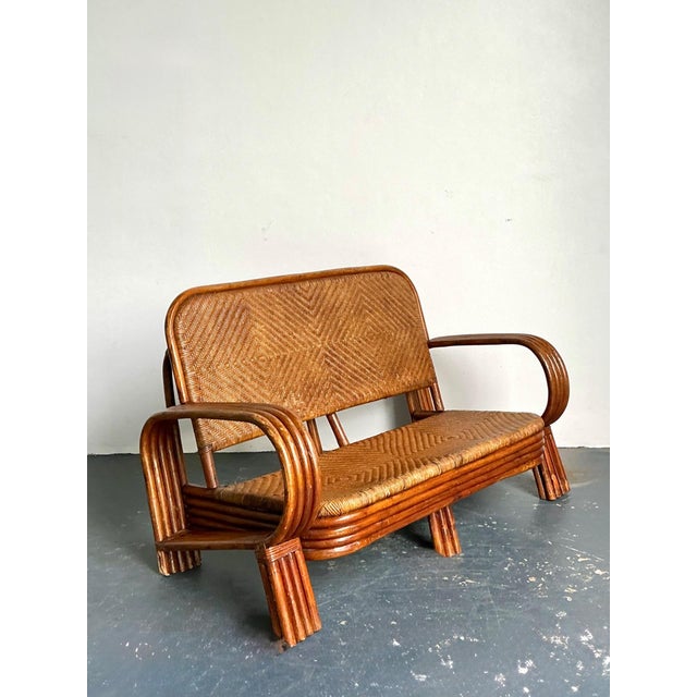 Vintage Woven Rattan Loveseat For Sale - Image 11 of 18