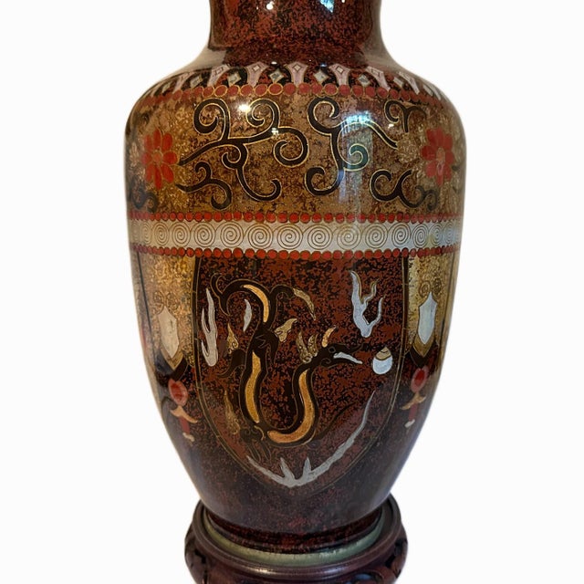 Vintage Chinese Dragon & Phoenix Revese Painted Glass Chinoiserie Lamp For Sale - Image 4 of 7