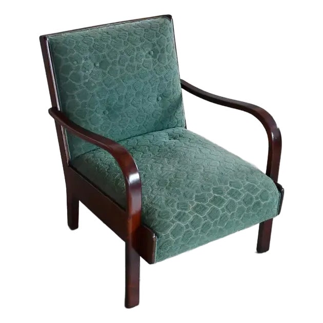 Danish Art Deco Low Lounge Chair With Open Armrests in Cuban Mahogany 1930-40s For Sale