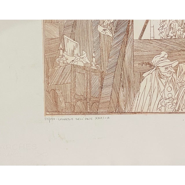 Joseph A. Pecsenke (1942 – 1989) "Commedia dell'Arte XXXI-A" etching on paper, pencil signed and numbered 54 of 150 from...