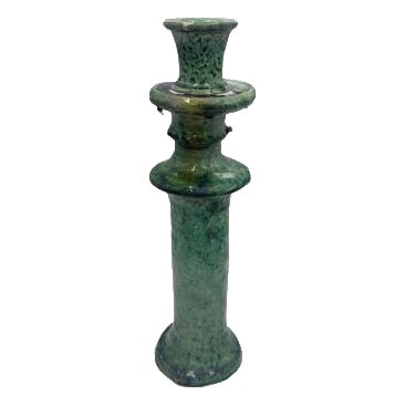 Moroccan Tamegroute Glazed Candlestick Holder For Sale