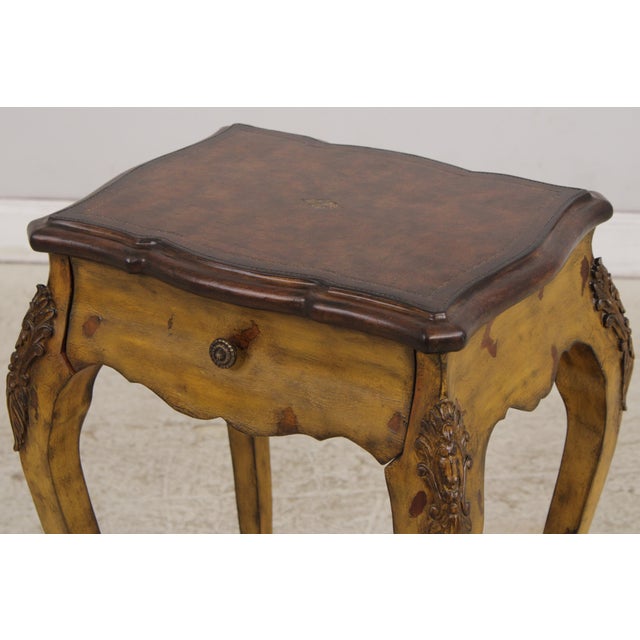 Maitland Smith Leather Top Table Nightstand For Sale - Image 13 of 18