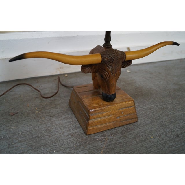 Brandt Ranch Oak Carved Texas Longhorn Table Lamp Chairish