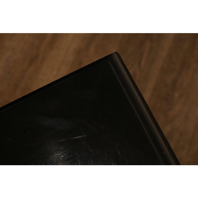 Chinese Chippendale Black Lacquered Dining Table With Two Leaves, Inset Glass For Sale - Image 10 of 18