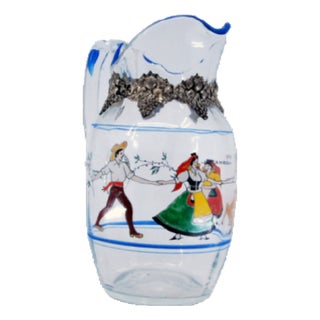 Glass Jug with Typical Portuguese Costumes For Sale