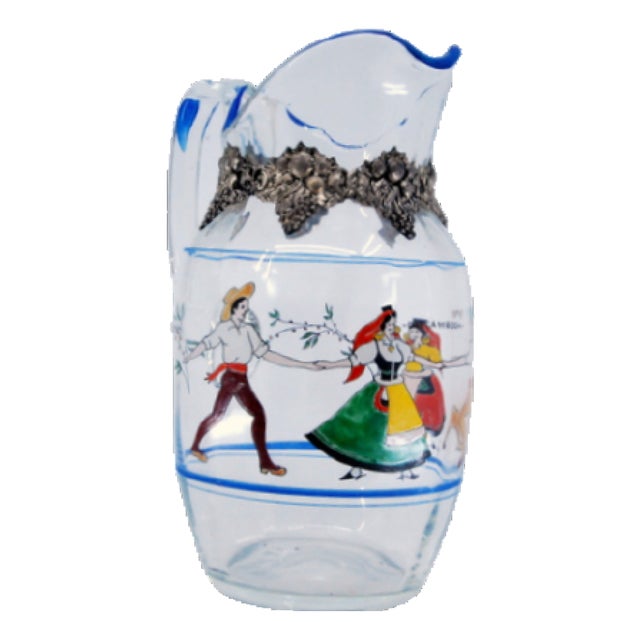 Glass Jug with Typical Portuguese Costumes For Sale
