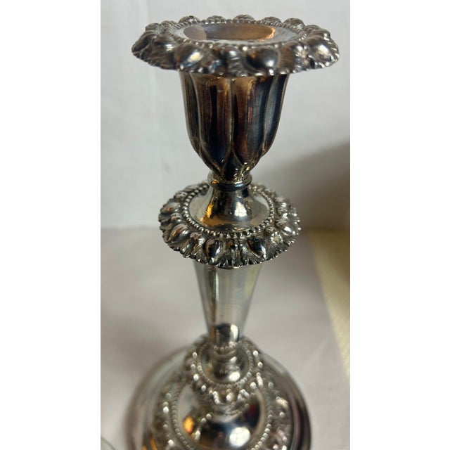 Victorian Antique 1800’s Victorian Candlesticks Silverplate Meriden Britannia Company - A Pair For Sale - Image 3 of 11