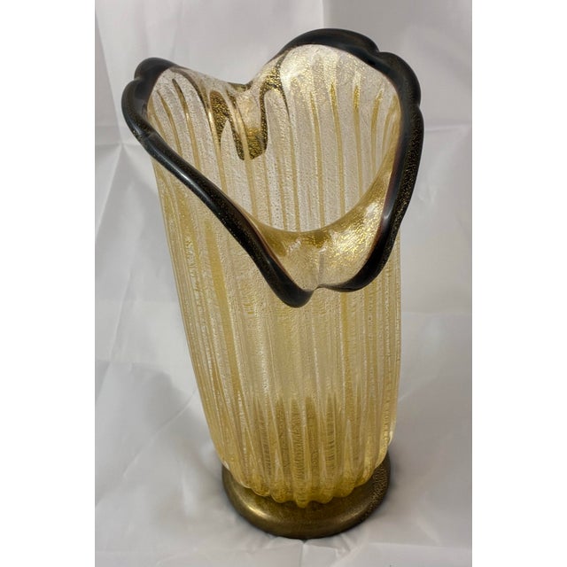 Rare Signed 2001 Andrea Donà Murano Exhibition Vase - Dual-Color & 24k Gold - Alberto Dona For Sale - Image 9 of 12