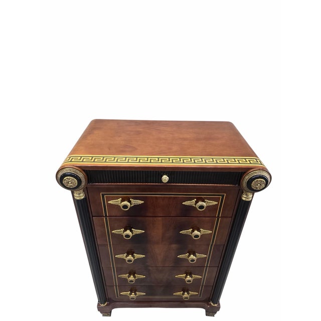 Brown Late 20th Century Neoclassical Empire Revival Mahogany Five Drawer Chest For Sale - Image 8 of 11