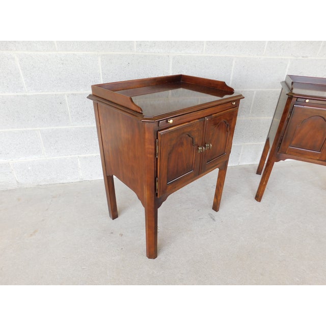 Drexel Furniture Vintage Cherry Georgian Style Nightstands - A Pair For Sale - Image 10 of 16