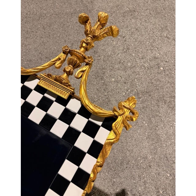 1990s Carol Canner for Carvers Guild Checkered & Drapes Mirror Signed C. 1994 For Sale - Image 5 of 9