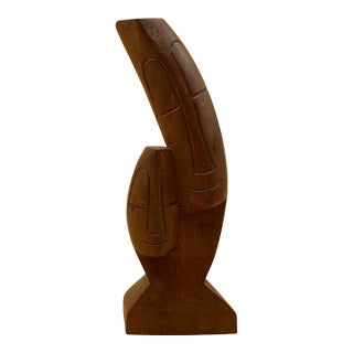 Vintage Haitian Hand-Carved Wood Sculpture by L. Bulivou, Créatif Workshop For Sale