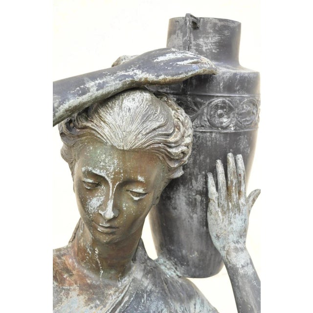 Mid 20th Century Bronze Figural Large 71" Garden Water Fountain "Dione the Divine Goddess" Statue For Sale - Image 4 of 12