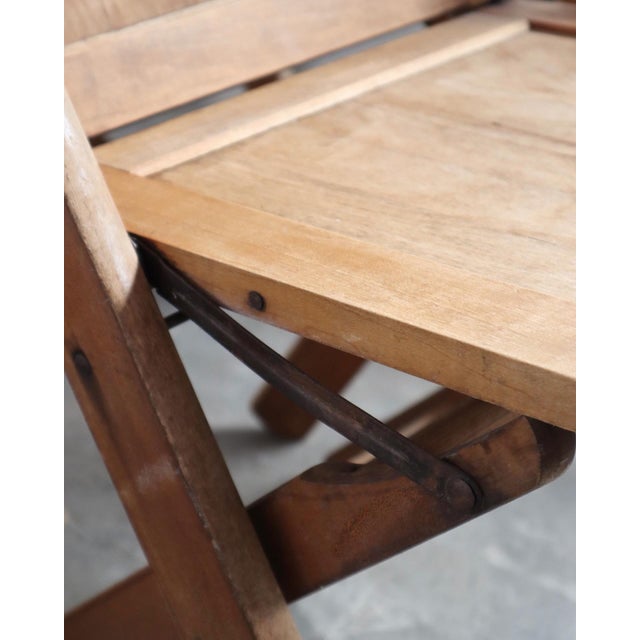 1920s Folding Auditorium Chairs, Pair of Two For Sale - Image 4 of 7