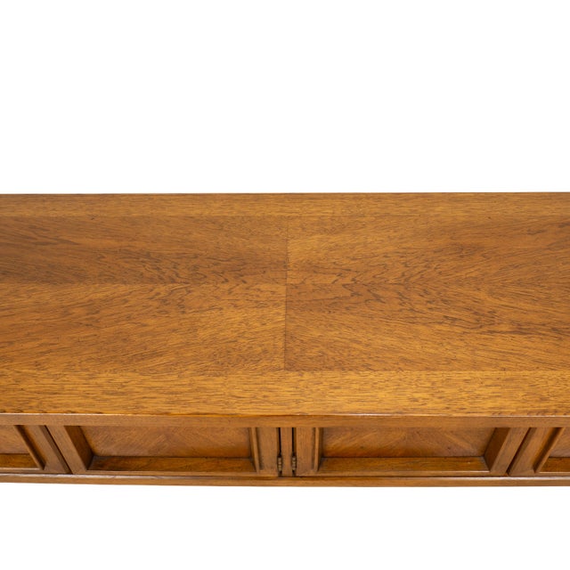 1970s Drexel Compatibles Low Walnut Credenza Sideboard Buffet Cabinet Mid Century Modern For Sale - Image 13 of 17