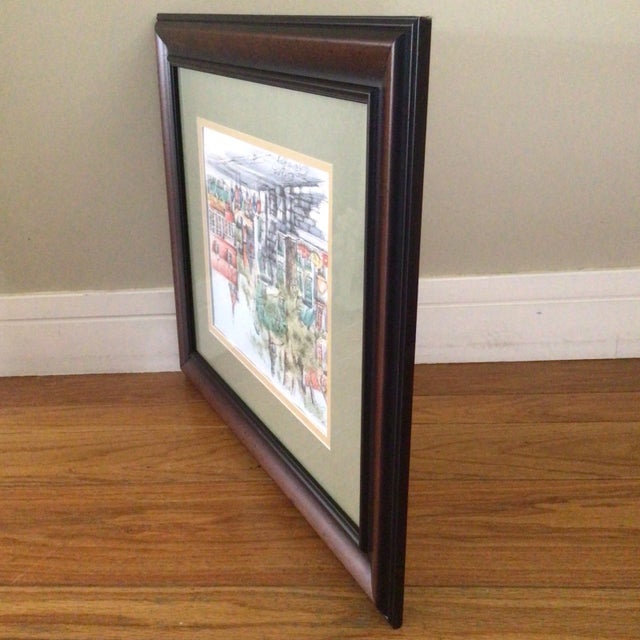 Engraving "Rue Du Tresor Quebec" by Claude Roy Signed Hand-Colored For Sale - Image 4 of 13