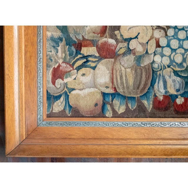 18th Century 17th or 18th Century French Flemish Aubusson Tapestry Still Life Fragment in Frame For Sale - Image 5 of 12