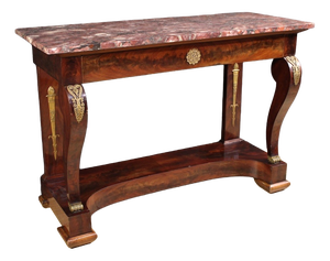 Italian Empire Style Console Table with Marble Top, 1880s